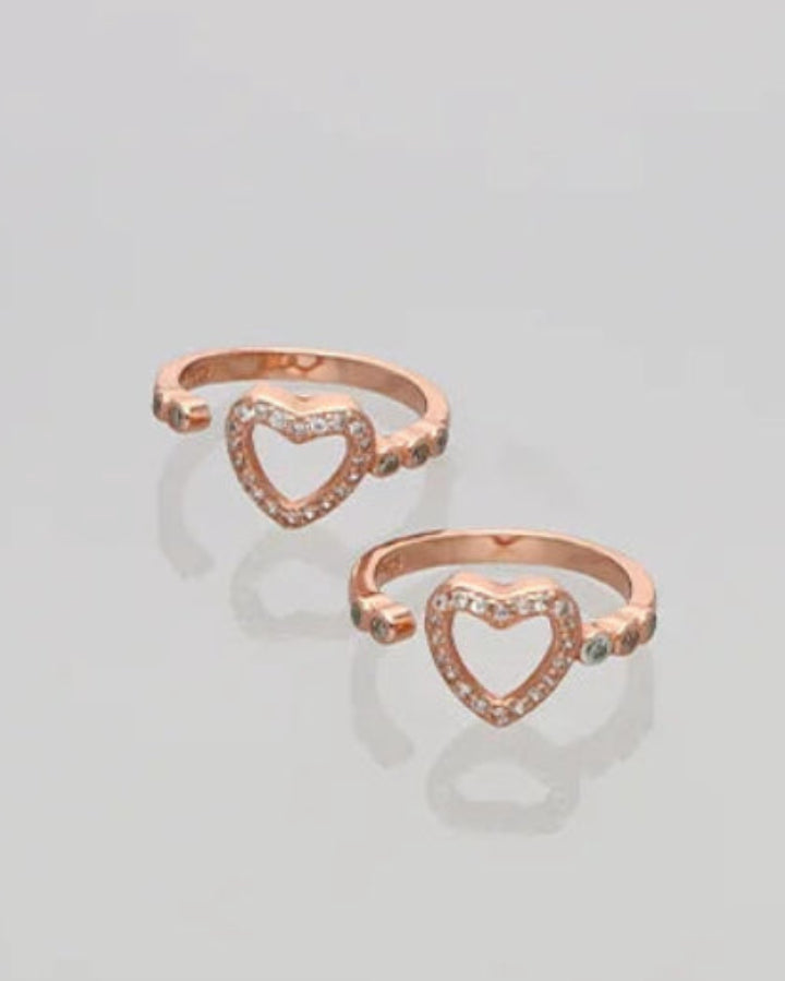 Heart Toe Rings in 92.5 Silver