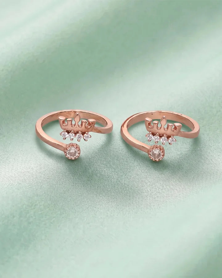 Crown Toe Rings in 92.5 Silver