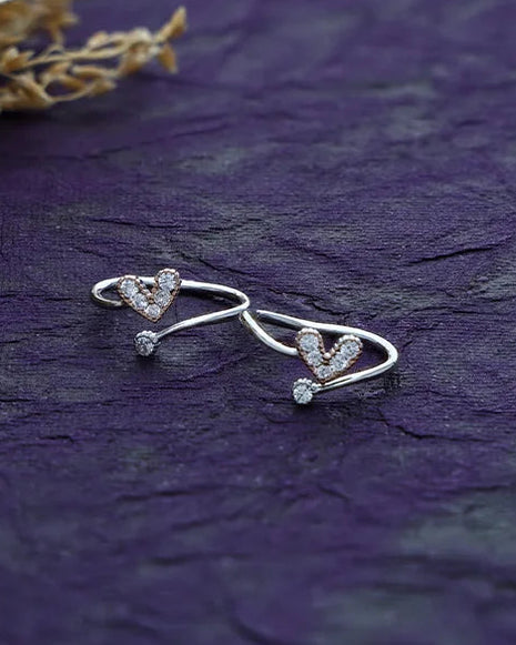 MiniHeart Toe Rings in 92.5 Silver