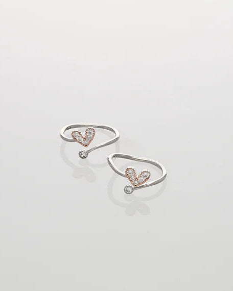 MiniHeart Toe Rings in 92.5 Silver