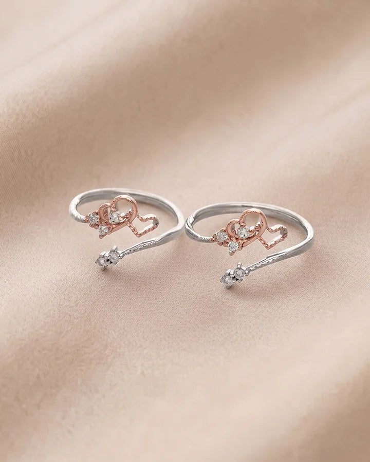 Heart link Toe Rings in 92.5 Silver