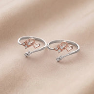 Heart link Toe Rings in 92.5 Silver