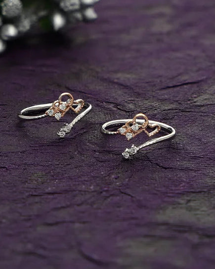 Heart link Toe Rings in 92.5 Silver