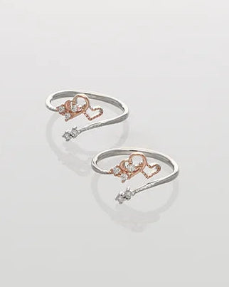 Heart link Toe Rings in 92.5 Silver