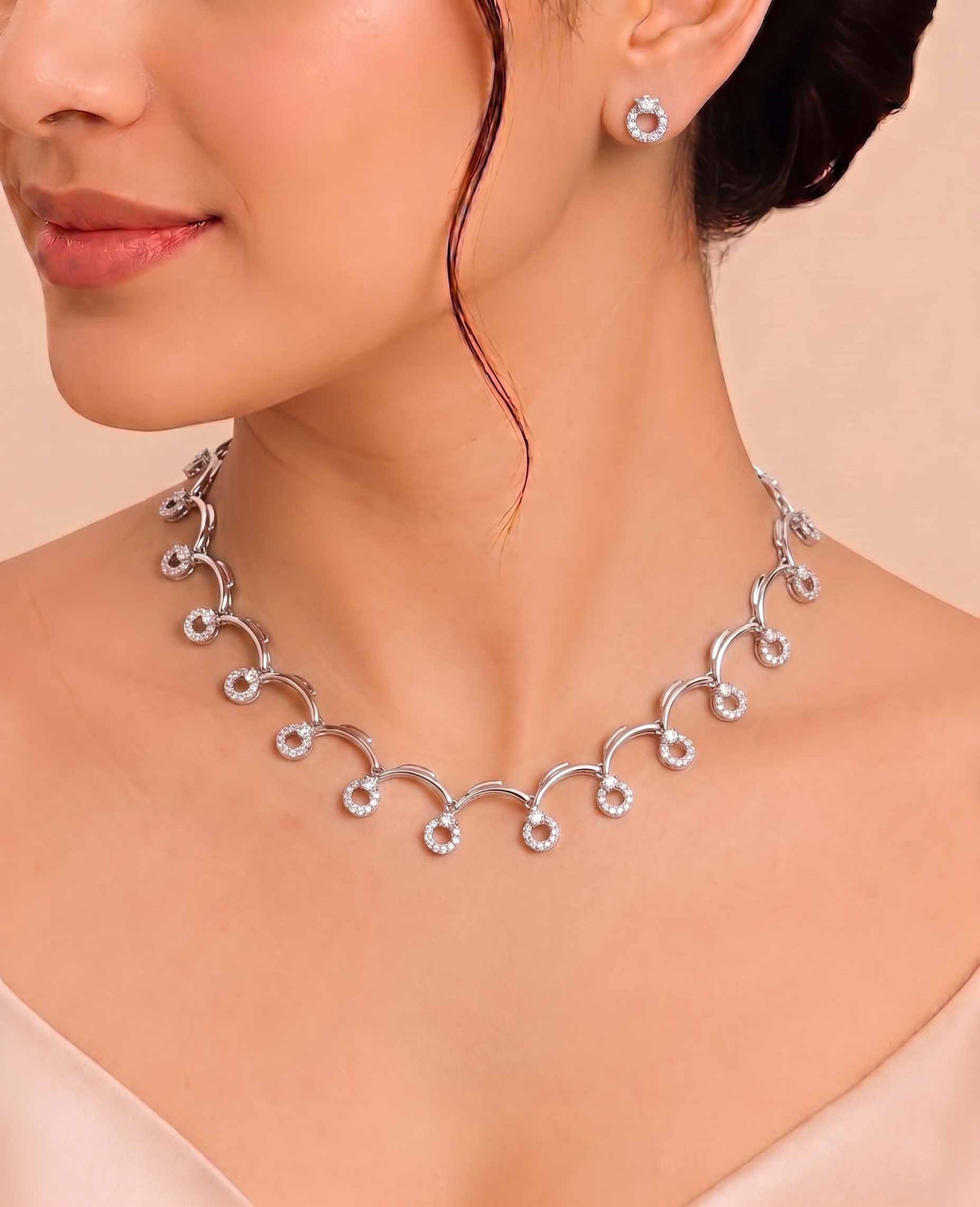 EternaGlow Rhodium Necklace