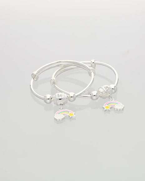 Rainbow Charm Adjustable Baby Kadli in 92.5 Silver