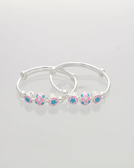 Floral Grace Adjustable Baby Kadli in 92.5 Silver