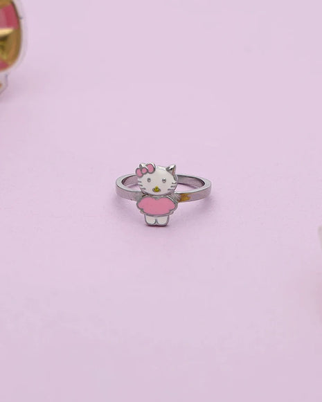 Hello Kitty Pink Enamel Baby Ring in 92.5 Silver