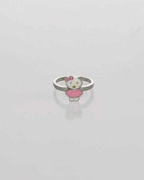 Hello Kitty Pink Enamel Baby Ring in 92.5 Silver