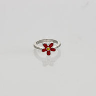 Blossom Glow Red Enamel Baby Ring in 92.5 Silver