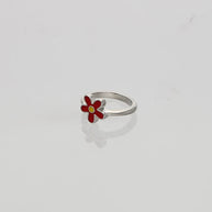 Blossom Glow Red Enamel Baby Ring in 92.5 Silver