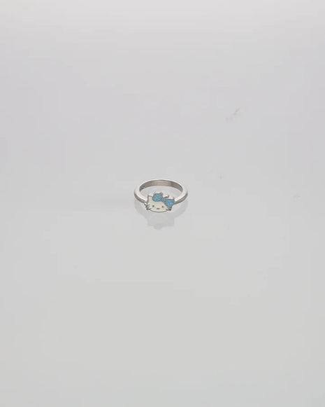 Blue Kitty Baby Ring in 92.5 Silver
