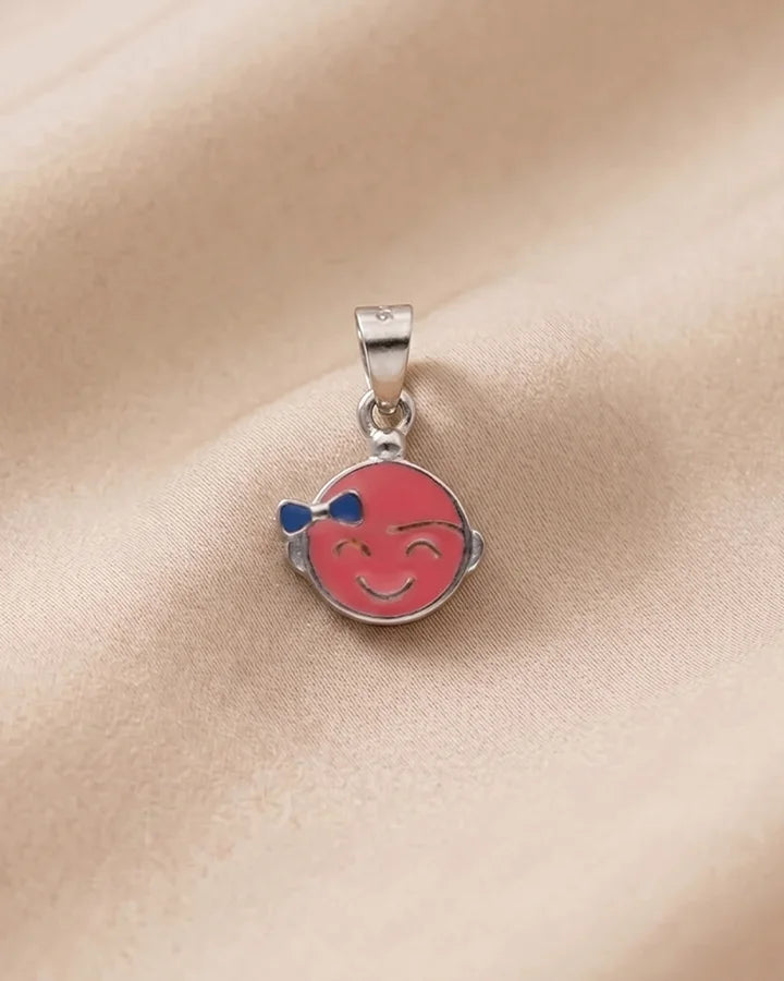 Pink Smily Pendant in 92.5 Silver