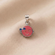 Pink Smily Pendant in 92.5 Silver