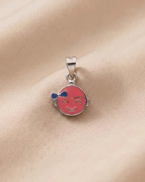 Pink Smily Pendant in 92.5 Silver