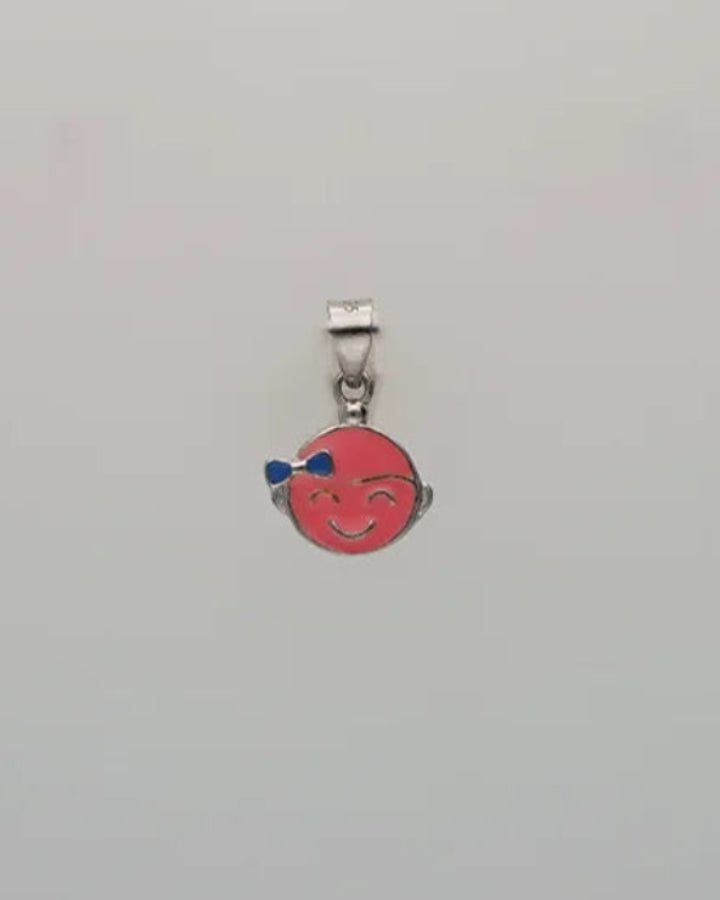 Pink Smily Pendant in 92.5 Silver