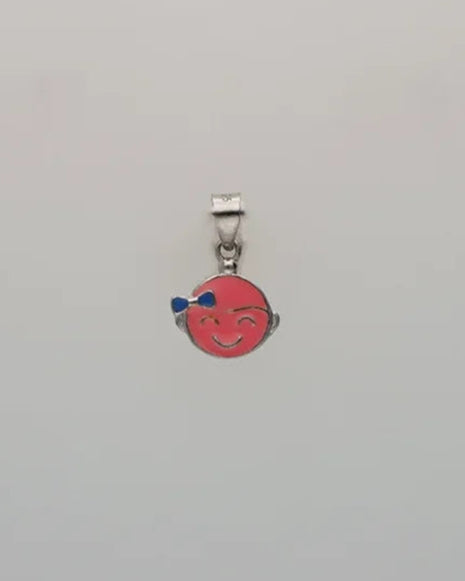 Pink Smily Pendant in 92.5 Silver