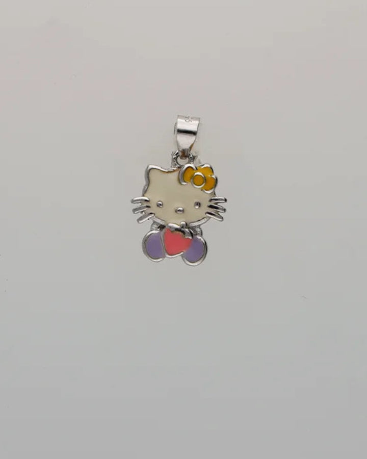 Bow Kitty Pendant in 92.5 Silver