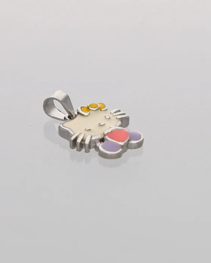 Bow Kitty Pendant in 92.5 Silver