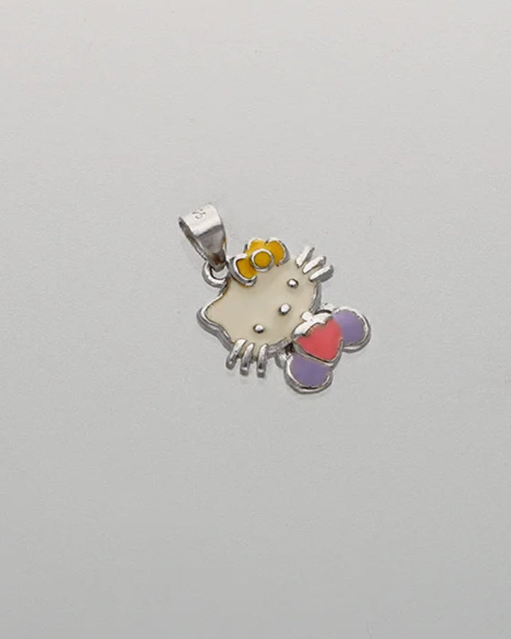Bow Kitty Pendant in 92.5 Silver