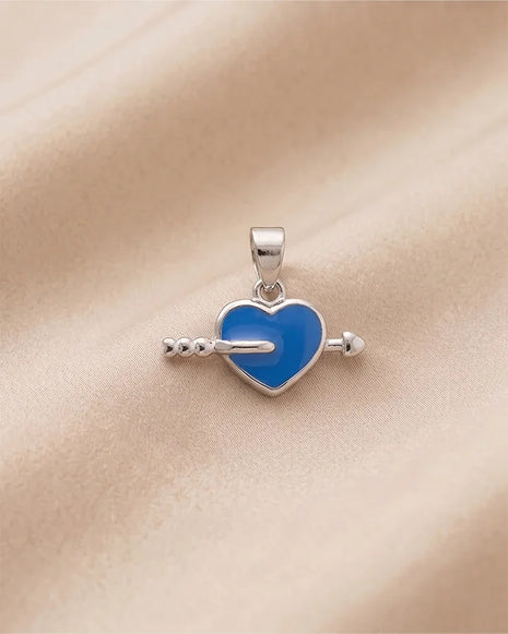 Blue Heart Pendant in 92.5 Silver