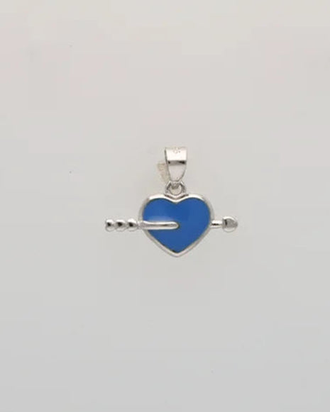 Blue Heart Pendant in 92.5 Silver