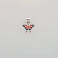 Baby Pink Butterfly Enamel Pendant in 92.5 Silver