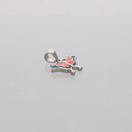 Baby Pink Butterfly Enamel Pendant in 92.5 Silver