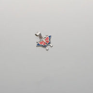 Baby Pink Butterfly Enamel Pendant in 92.5 Silver