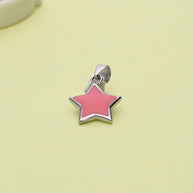 Baby Pink Star Enamel Pendant in 92.5 Silver