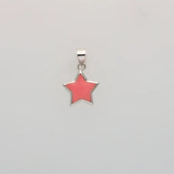Baby Pink Star Enamel Pendant in 92.5 Silver