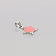 Baby Pink Star Enamel Pendant in 92.5 Silver