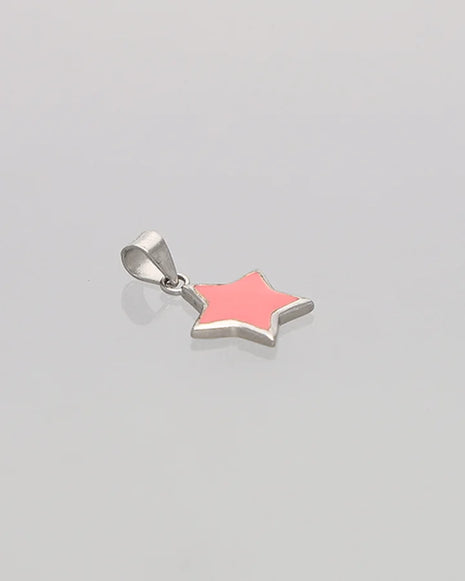 Baby Pink Star Enamel Pendant in 92.5 Silver