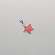 Baby Pink Star Enamel Pendant in 92.5 Silver