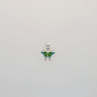 Green & Blue Butterfly Enamel Pendant in 92.5 Silver