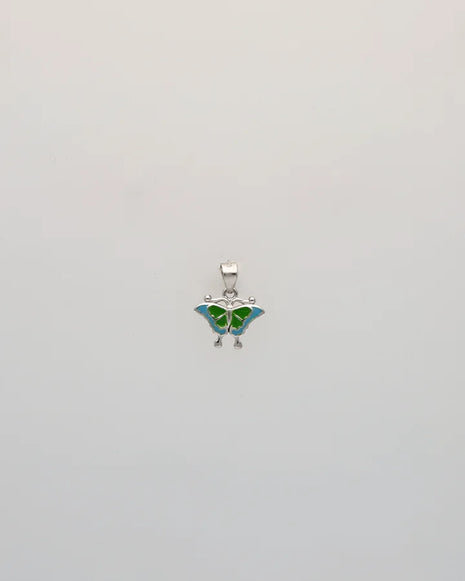 Green & Blue Butterfly Enamel Pendant in 92.5 Silver