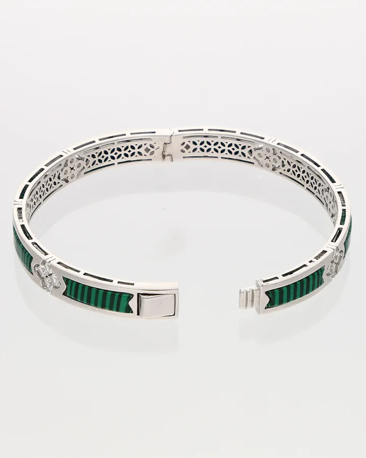 Green Enamel Kada in 92.5 Silver