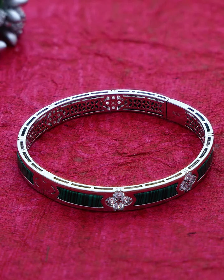 Green Enamel Kada in 92.5 Silver