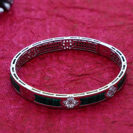 Green Enamel Kada in 92.5 Silver