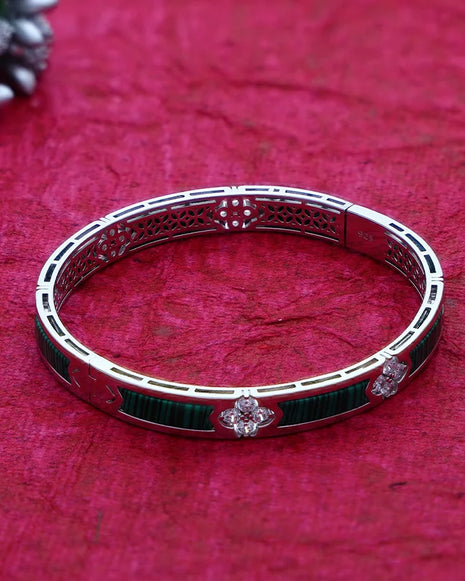 Green Enamel Kada in 92.5 Silver
