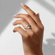Double Pearl Ring in 92.5 Silver