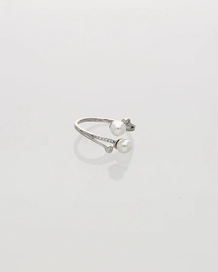 Double Pearl Ring in 92.5 Silver