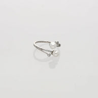 Double Pearl Ring in 92.5 Silver