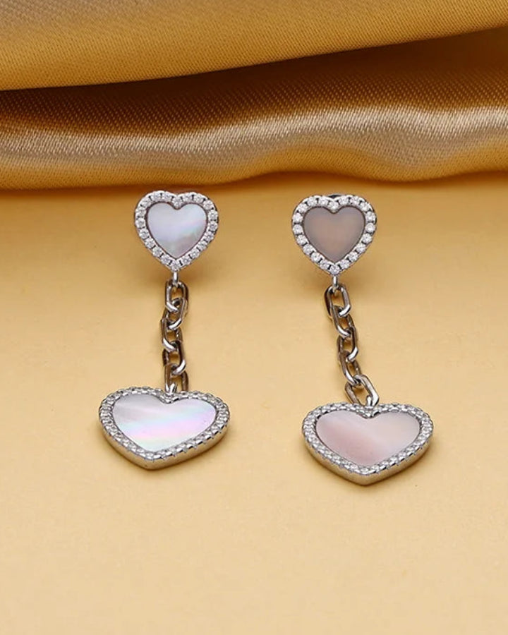 Pearlyn Heart Studs in 92.5 Silver