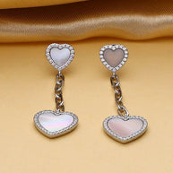 Pearlyn Heart Studs in 92.5 Silver