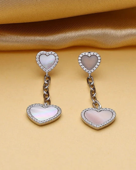 Pearlyn Heart Studs in 92.5 Silver