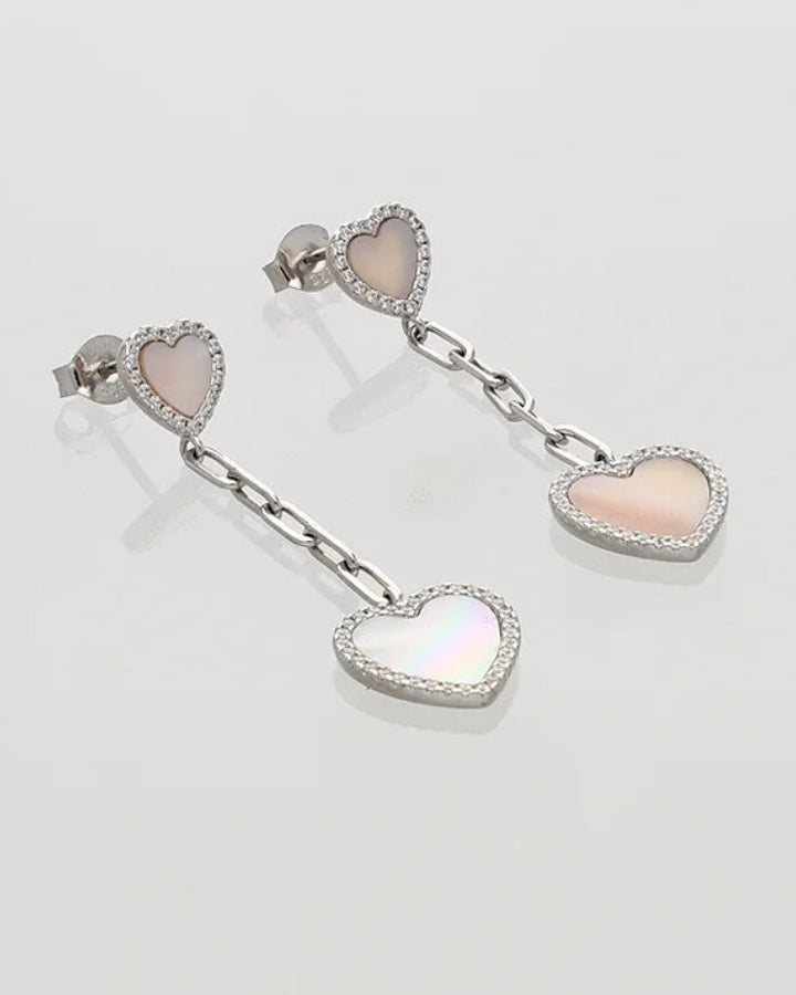 Pearlyn Heart Studs in 92.5 Silver