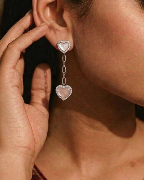 Pearlyn Heart Studs in 92.5 Silver