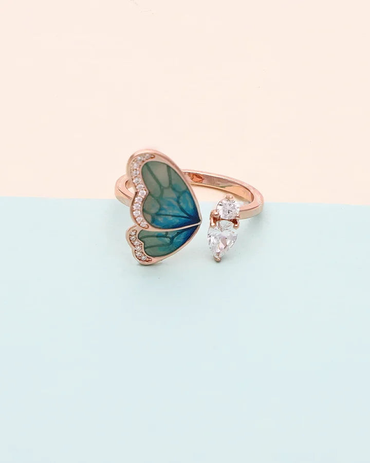 Butterfly Adjustable Ring in 92.5 Silver