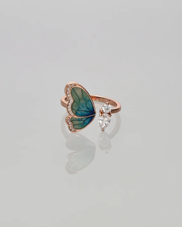 Butterfly Adjustable Ring in 92.5 Silver